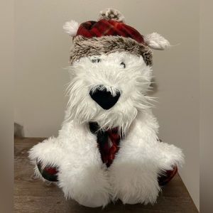 Gentle Treasures Terrier Dog with Plaid Hat and Scarf